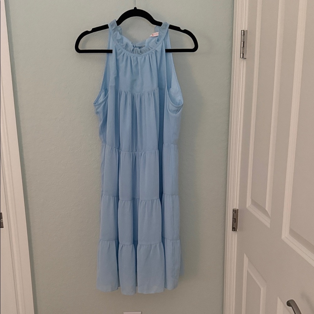 Sleeveless Light Blue Dress W Cute Tie in Back